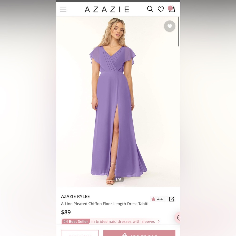 Azazie Rylee Dress size A12, color Tahiti